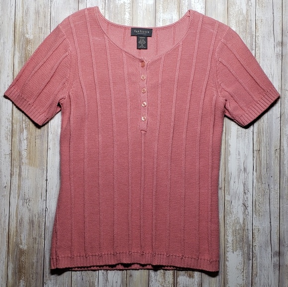 Van Heusen Tops - Van Heusen Short Sleeve Rose Color Knit Top.